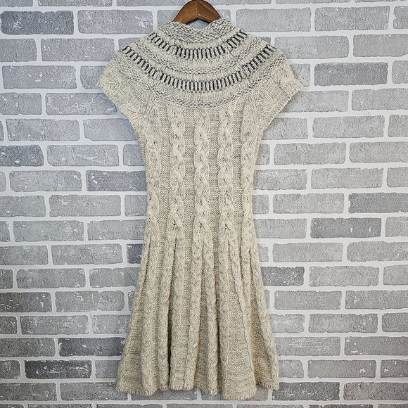 Free People Sweater Dress Womens Small Petite Gray Wool Blend Nordic Nights Knit - Picture 2 of 13